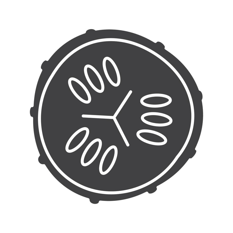 Cucumber slice glyph icon. Silhouette symbol. Spa. Cucumber facial mask. Negative space. Vector isolated illustration