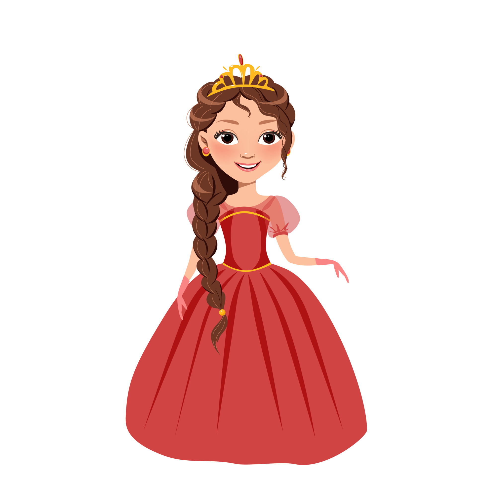Little princess in a red dress 4241060 Vector Art at Vecteezy