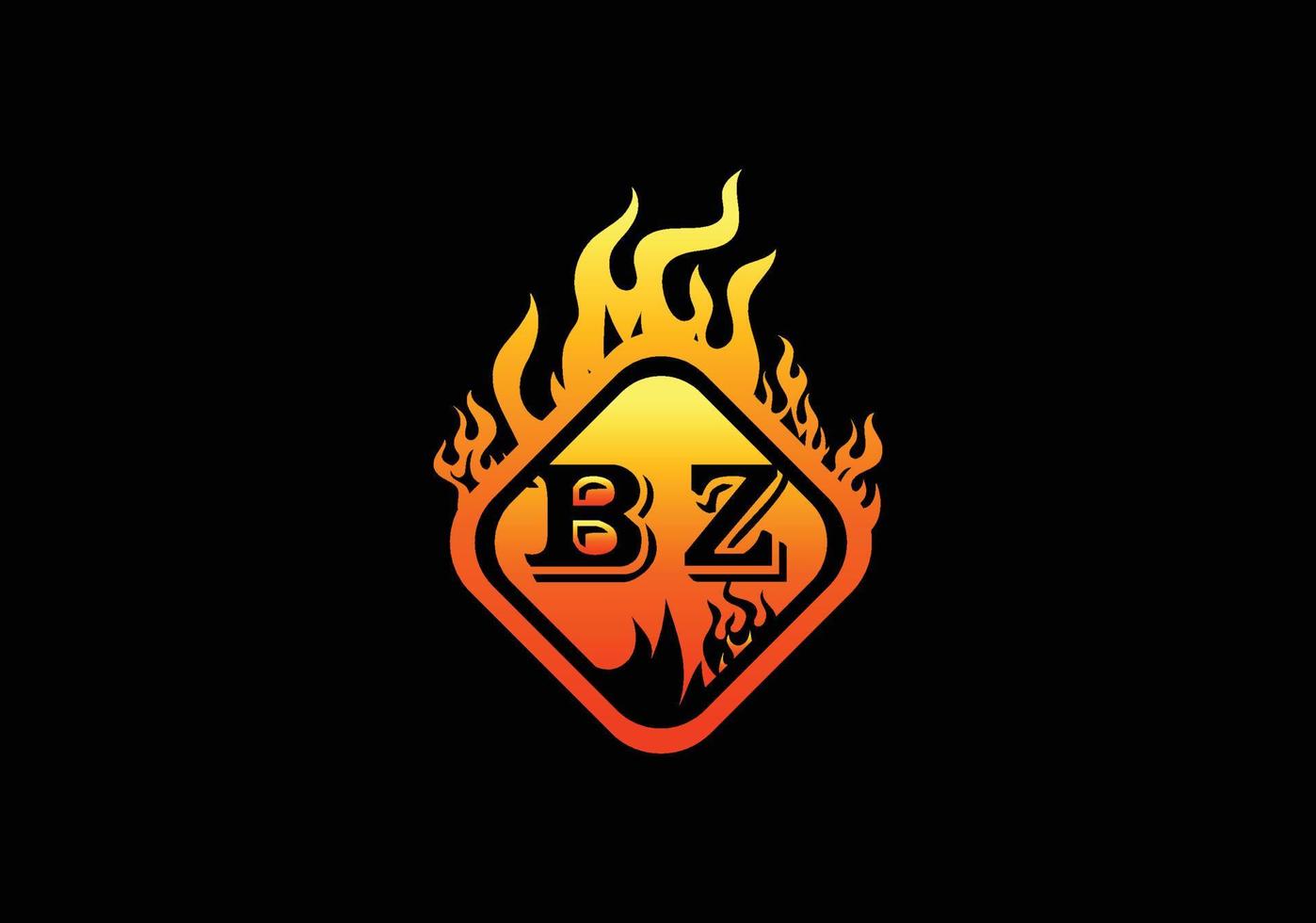 Plantilla de diseño de logotipo e icono de letra de fuego bz vector