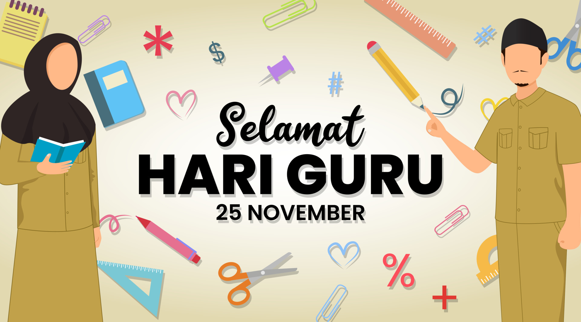 Selamat hari guru nasional or happy Indonesia teachers day background