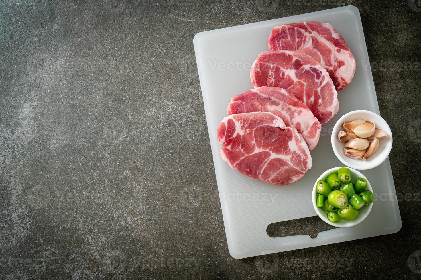 fresh pork neck raw or collar pork photo