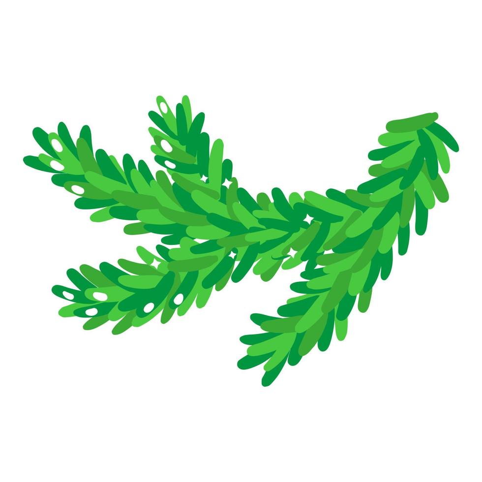 Christmas cartoon festive spruce tree branch. vector