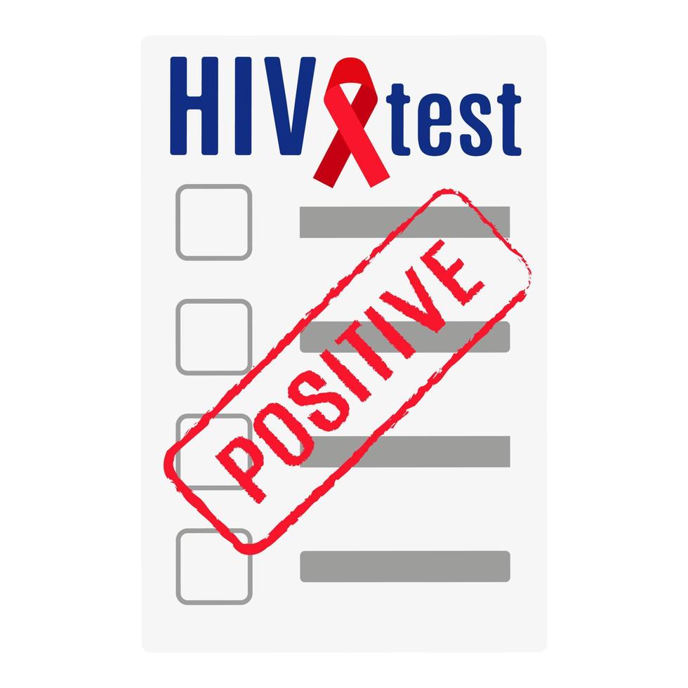 Vector blank with positive results or blood test for HIV.