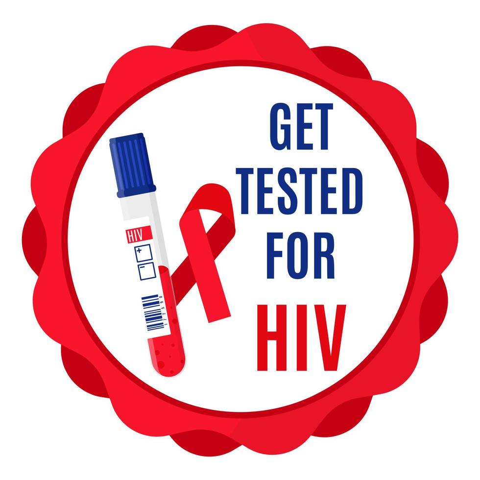 Vector lettering or inscription sticker AIDS and HIV prevention.