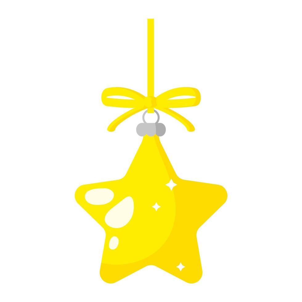 Christmas cartoon festive yellow star tree toy. vector