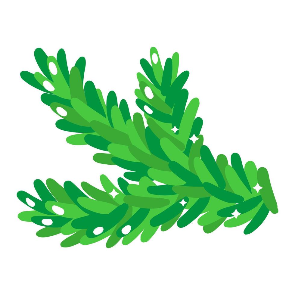 Christmas cartoon festive spruce branch. vector