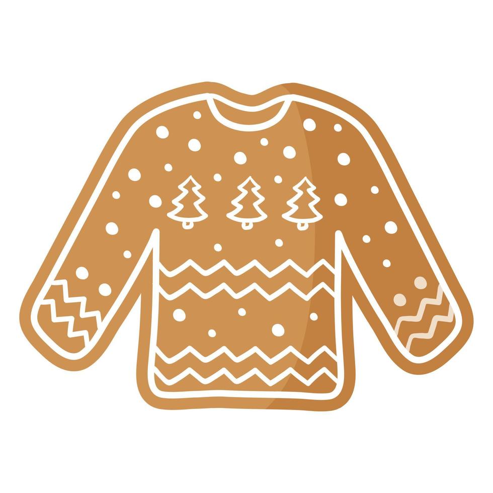 suéter festivo navideño galleta de jengibre cubierta con glaseado blanco. vector