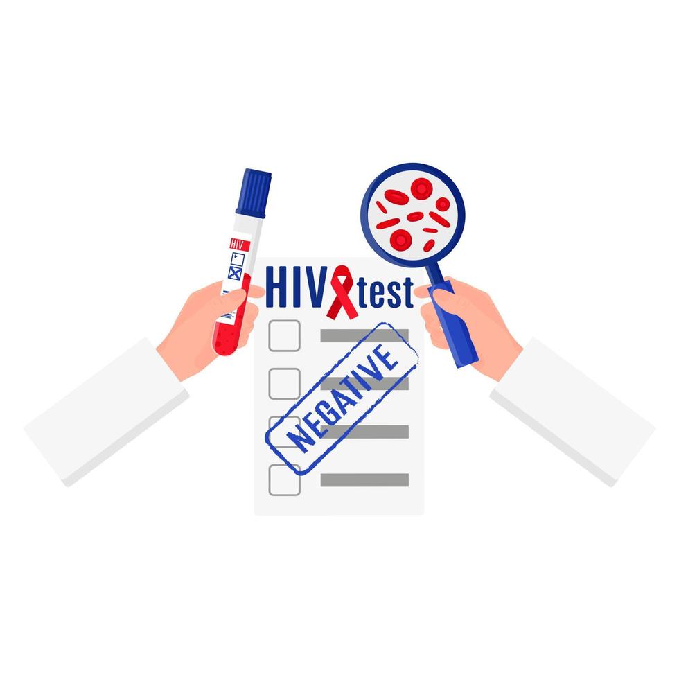 Vector blank with negative results or blood test for HIV.