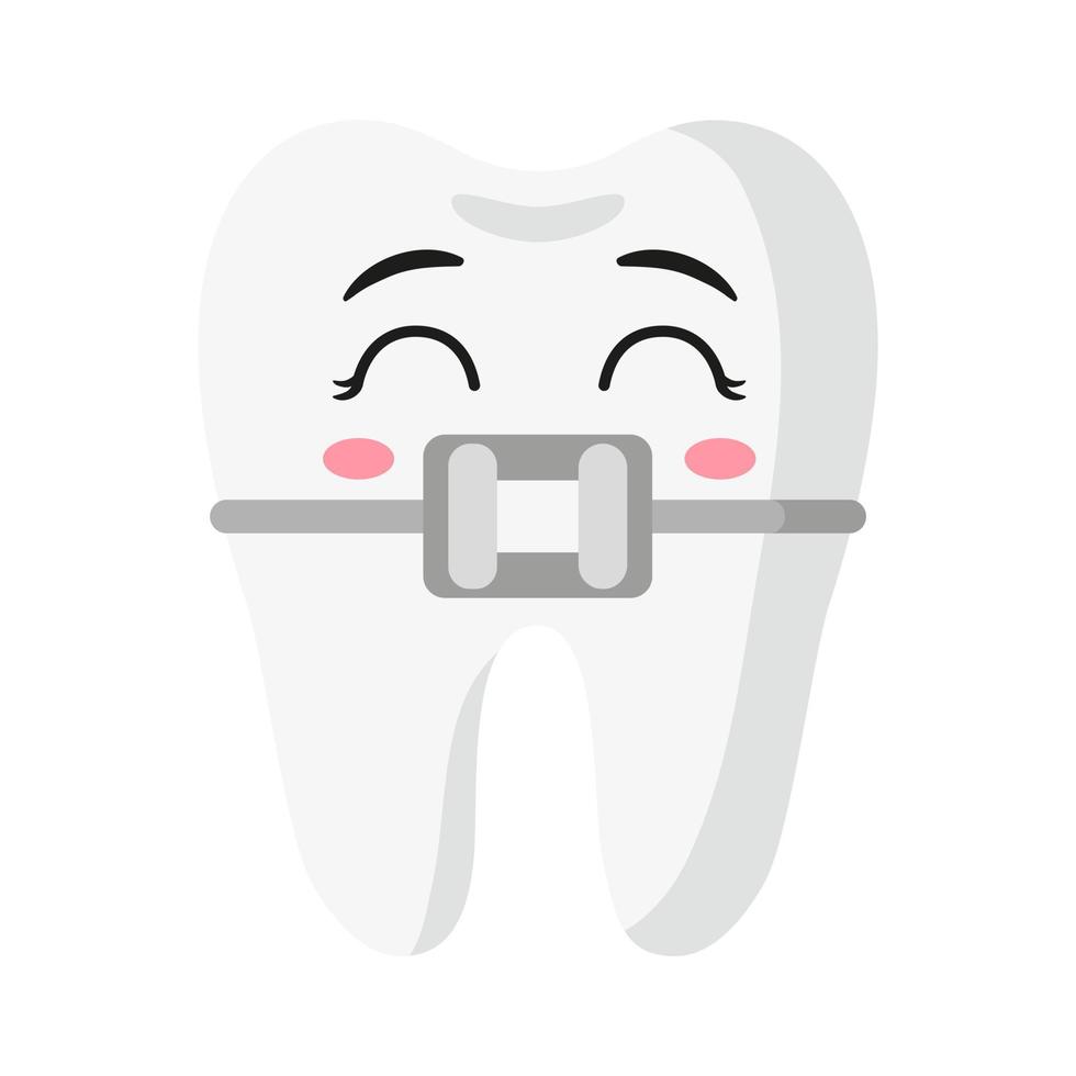 Vector cartoon cute characters of braced tooth.