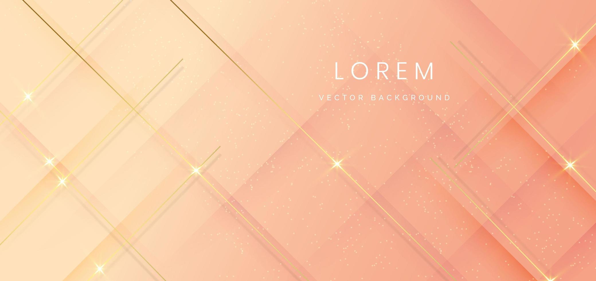 Abstract template soft yellow and orange gradient geometric diagonal with golden lines sparkle. Luxury modern. vector