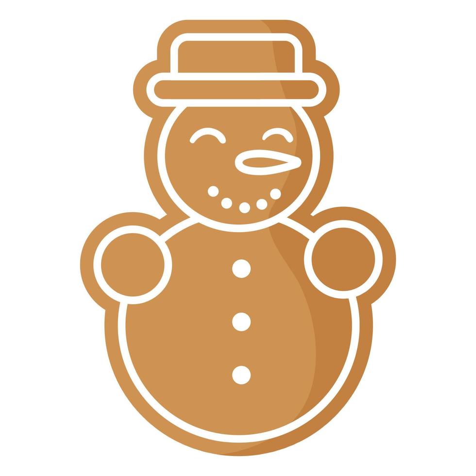 Christmas festive snowman gingerbread cookie covered by white icing. vector