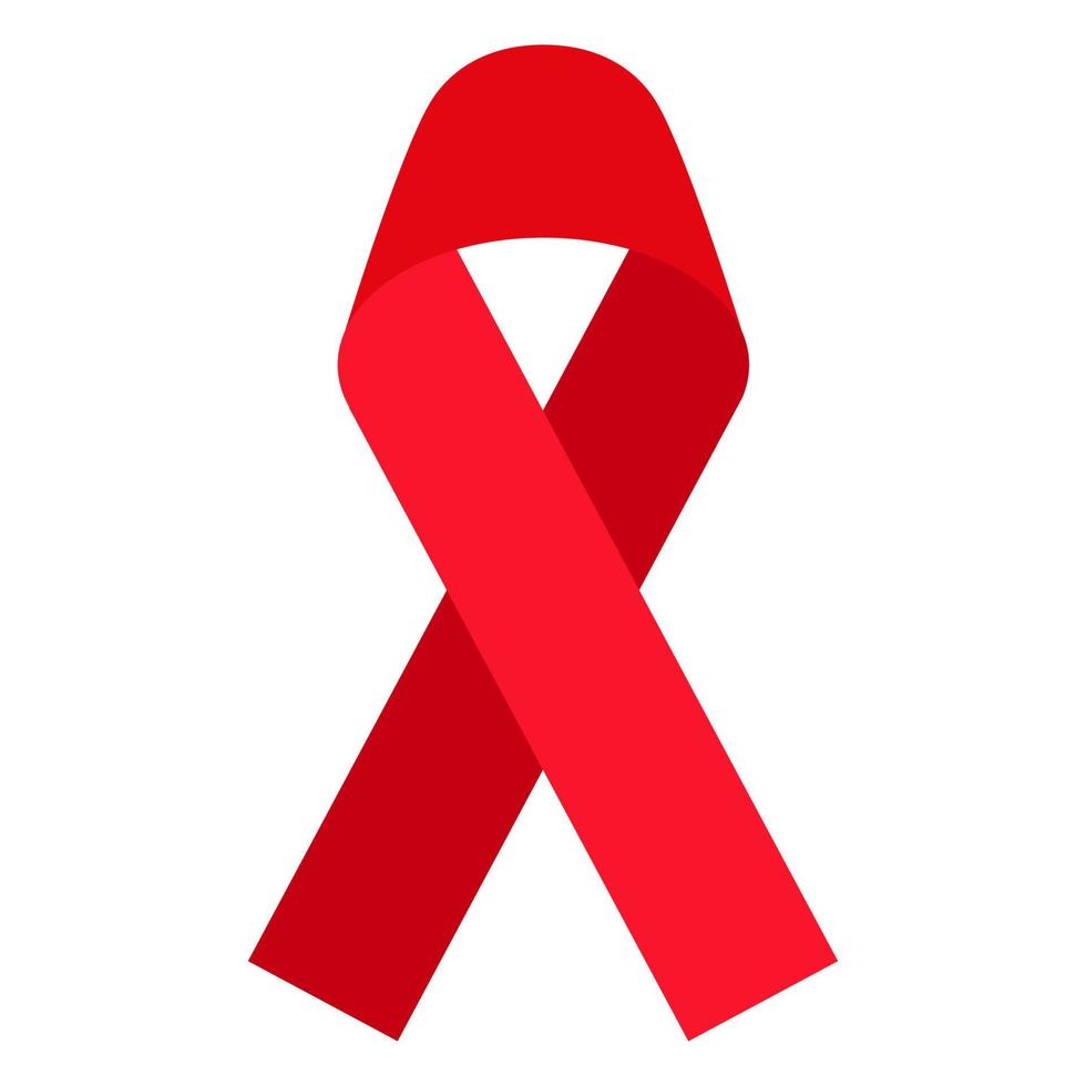 Vector red ribbon. AIDS and HIV medical symbol.