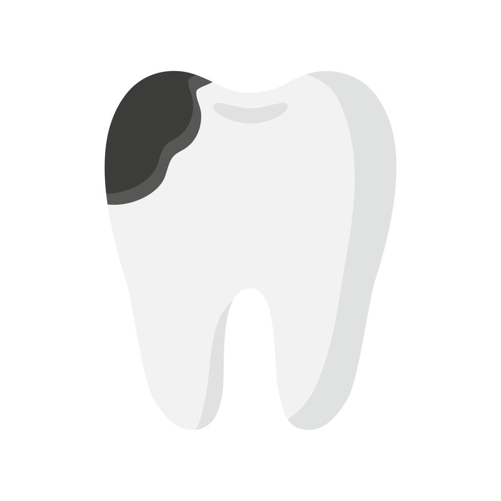 Vector cartoon tooth with dental caries disease.
