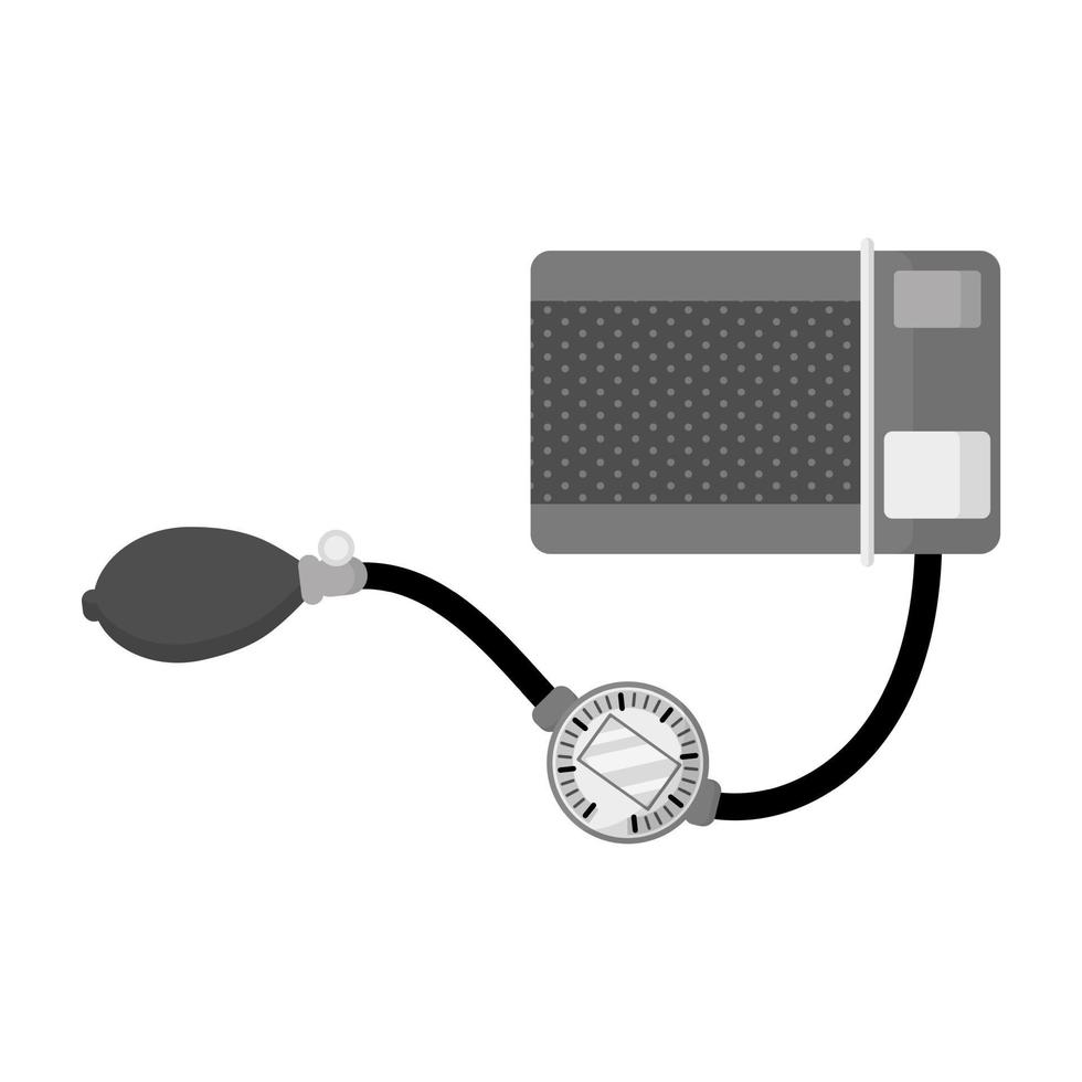 Semi automatic Sphygmomanometer with a stethoscope for measuring blood pressure. vector