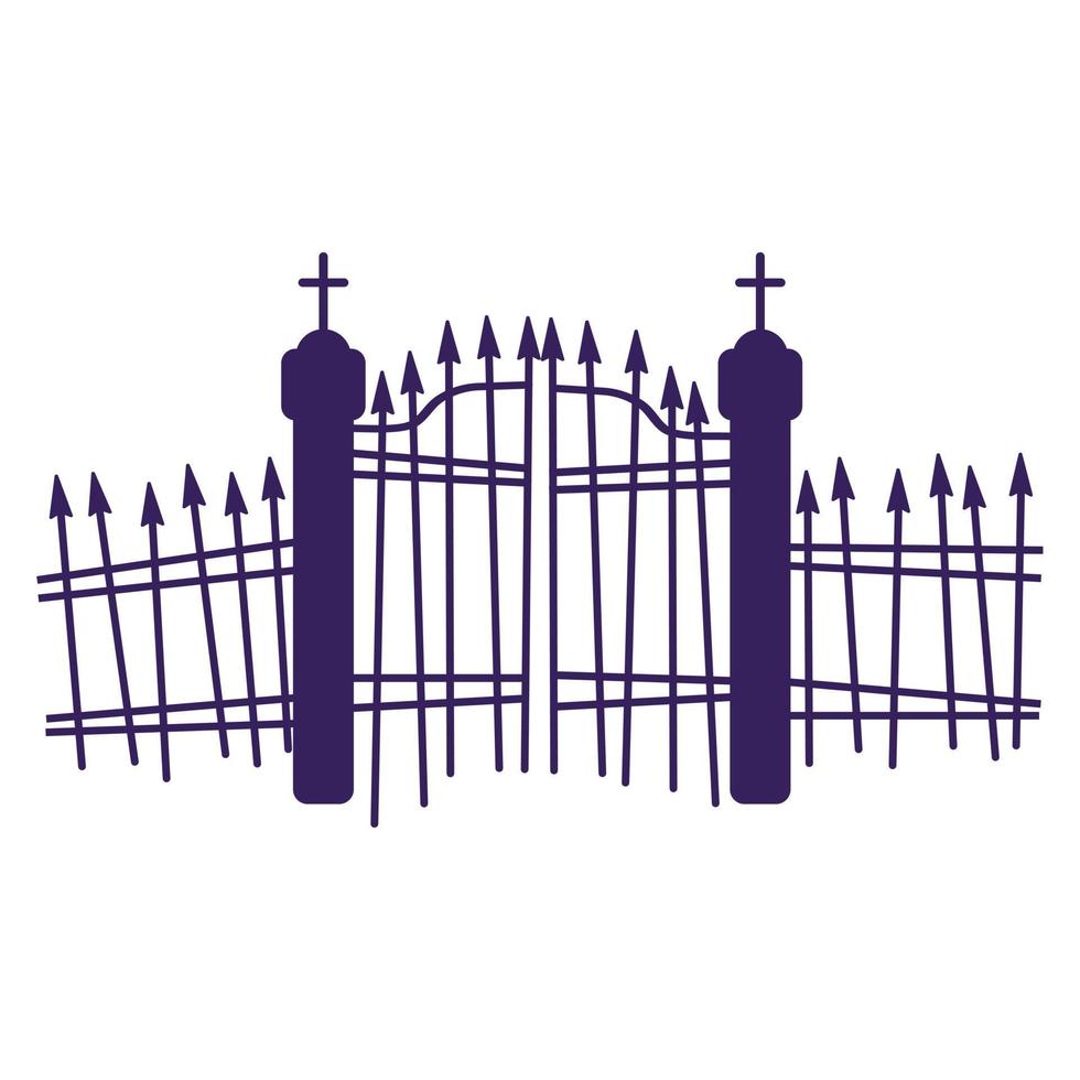 Silhouette of a cemetery gate. vector