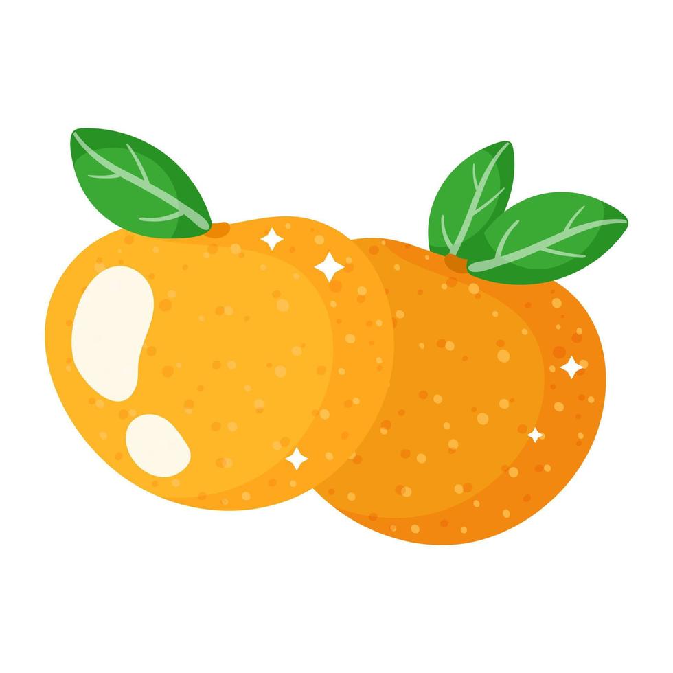 Mandarinas naranjas festivas de dibujos animados navideños. vector