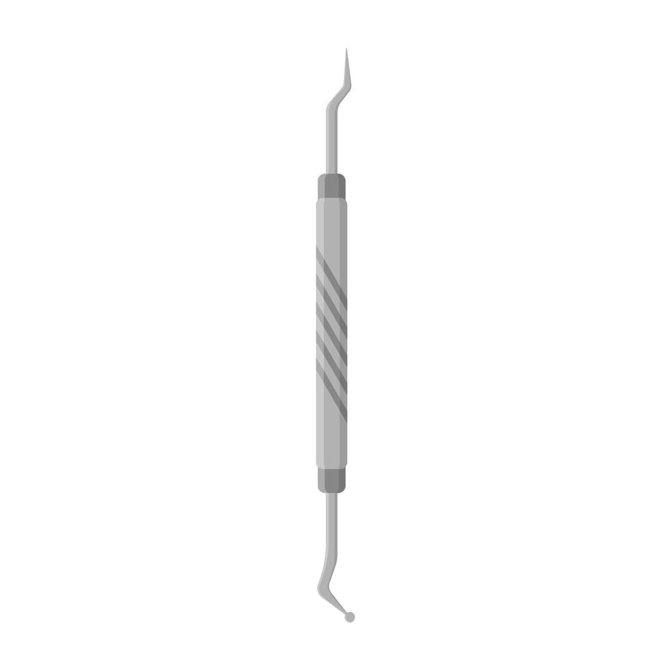 Vector cartoon dental therapy scaler and ball burnisher instrument.