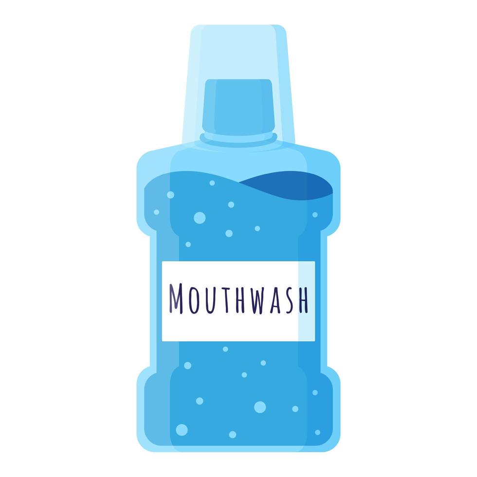 Vector cartoon disinfecting mouthwash bottle.