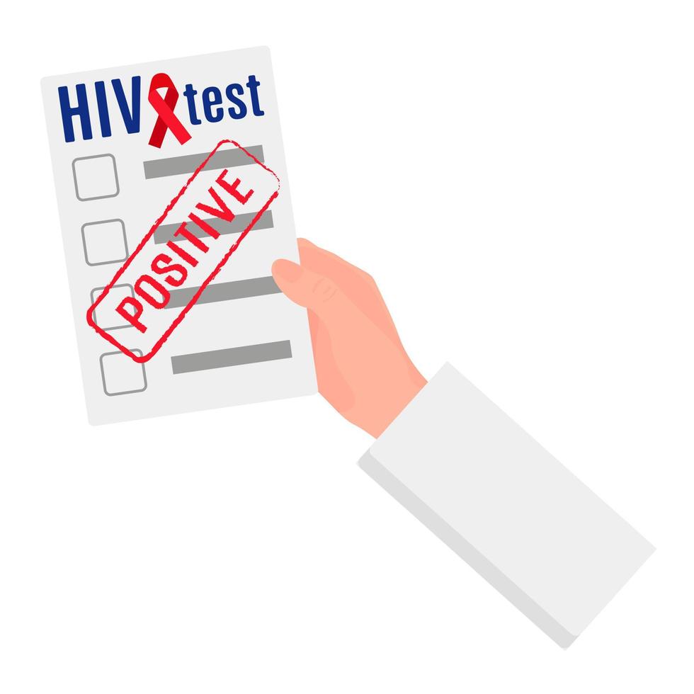 Vector blank with positive result or blood test for HIV.