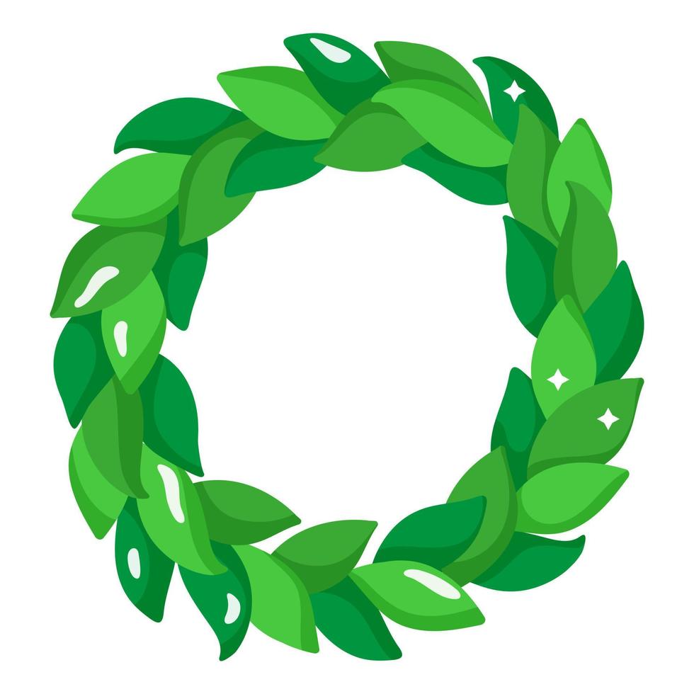 Christmas cartoon festive green christmas wreath. vector