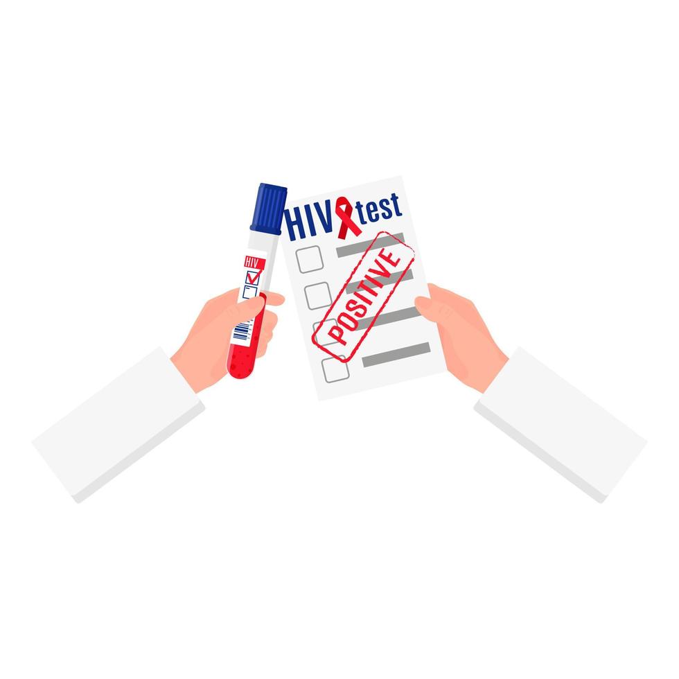 Vector blank with positive results or blood test for HIV.
