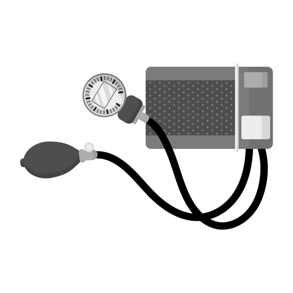 Semi automatic Sphygmomanometer with a stethoscope for measuring blood pressure. vector