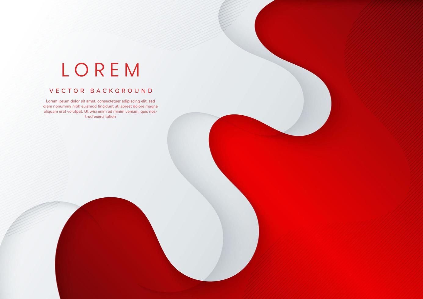 Abstract modern red and white waves lines background with copy space for text. vector