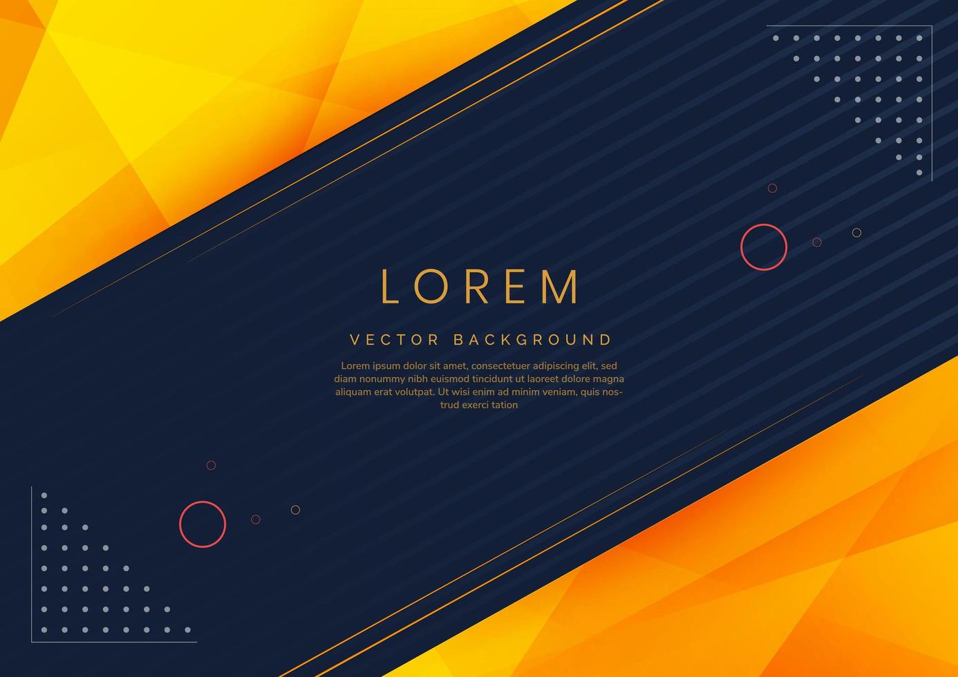 Abstract template yellow gradient triangles shape geometric on dark blue background with copy space for text. vector