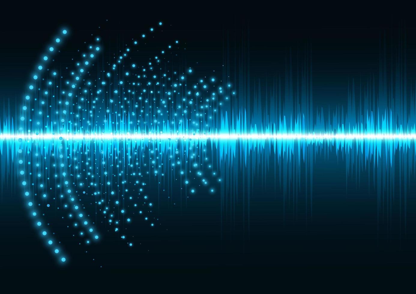 Sound waves dark blue light. Abstract technology background. vector