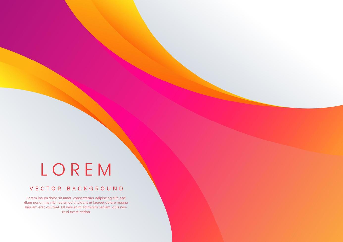 Abstract business template pink, orange gradient wavy or curved shape layers on white background with space for your text. vector