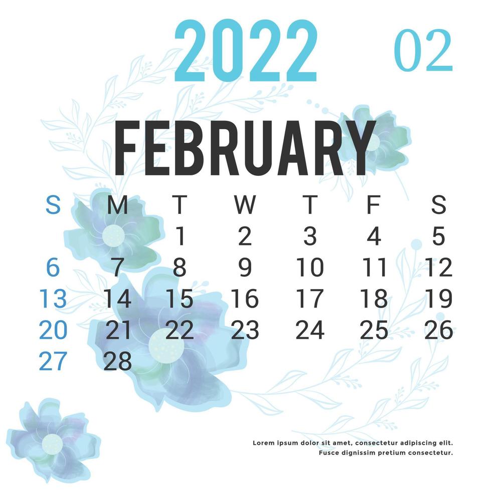 Printable Calendar 2022 Template Design vector