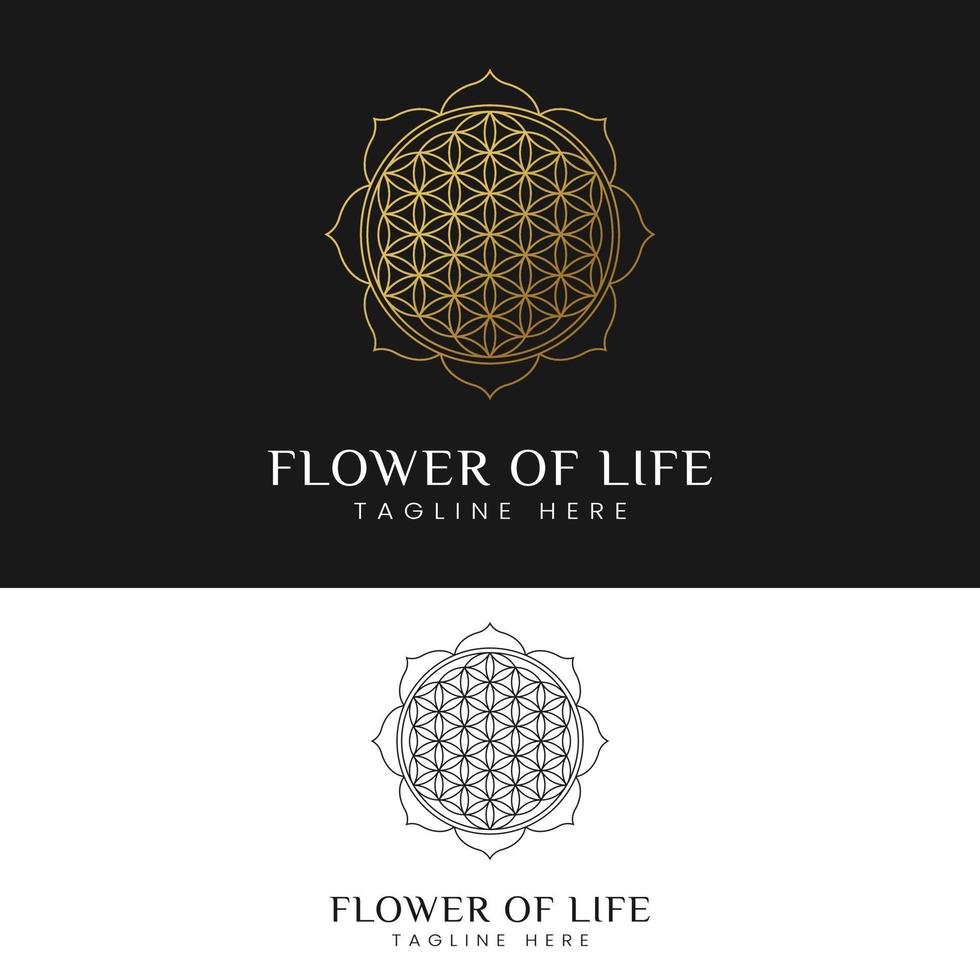 Luxury Elegant Flower of Life Logo Design Template vector