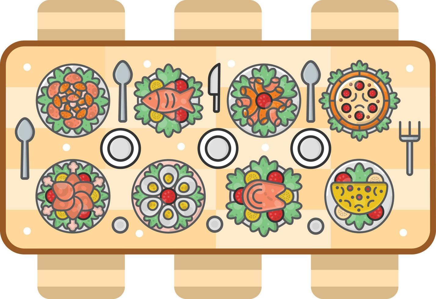 Food in Dinning Table vector