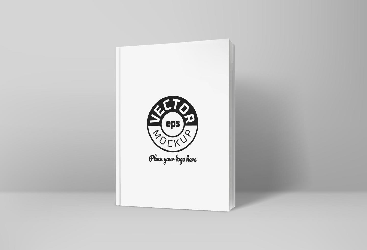 White paper book in bright interior. Vector mockup. Place your logo double clicked on a sample LOGO