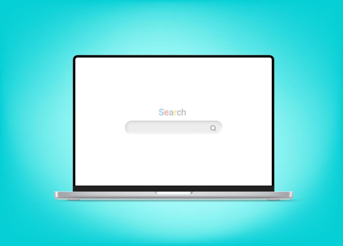 Modern laptop computer with search in browser window vector