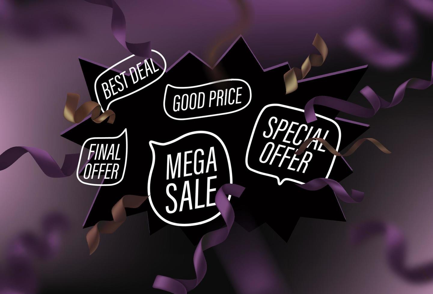 Black friday sale concept. Explotion effect with dirrerent shopping labels vector