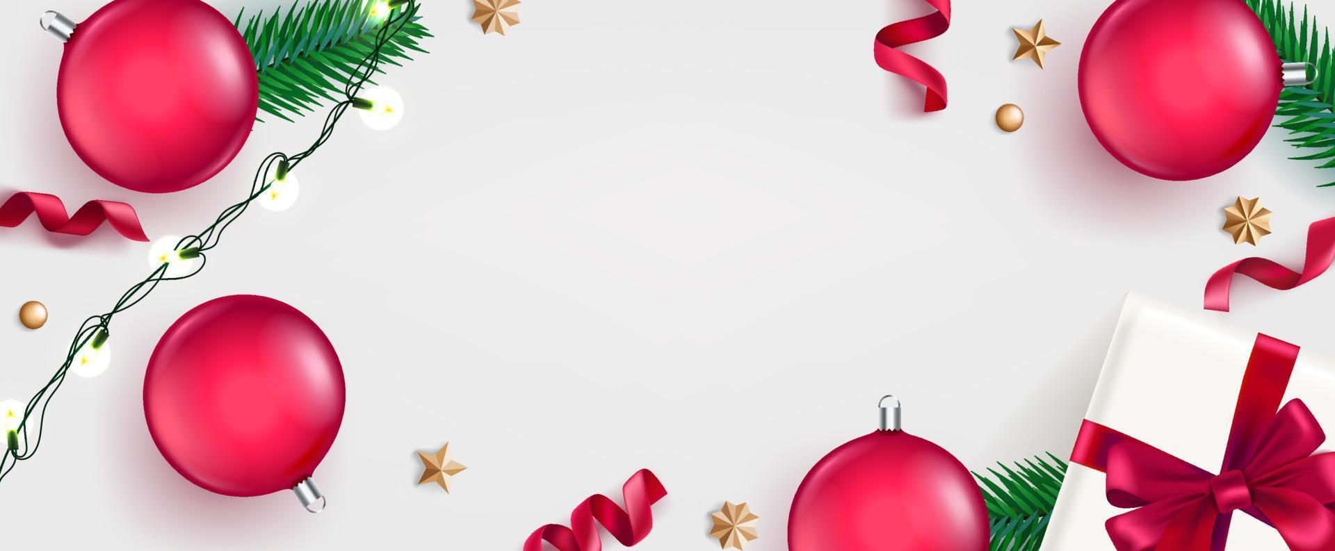 Christmas flat lay background with holiday elements vector