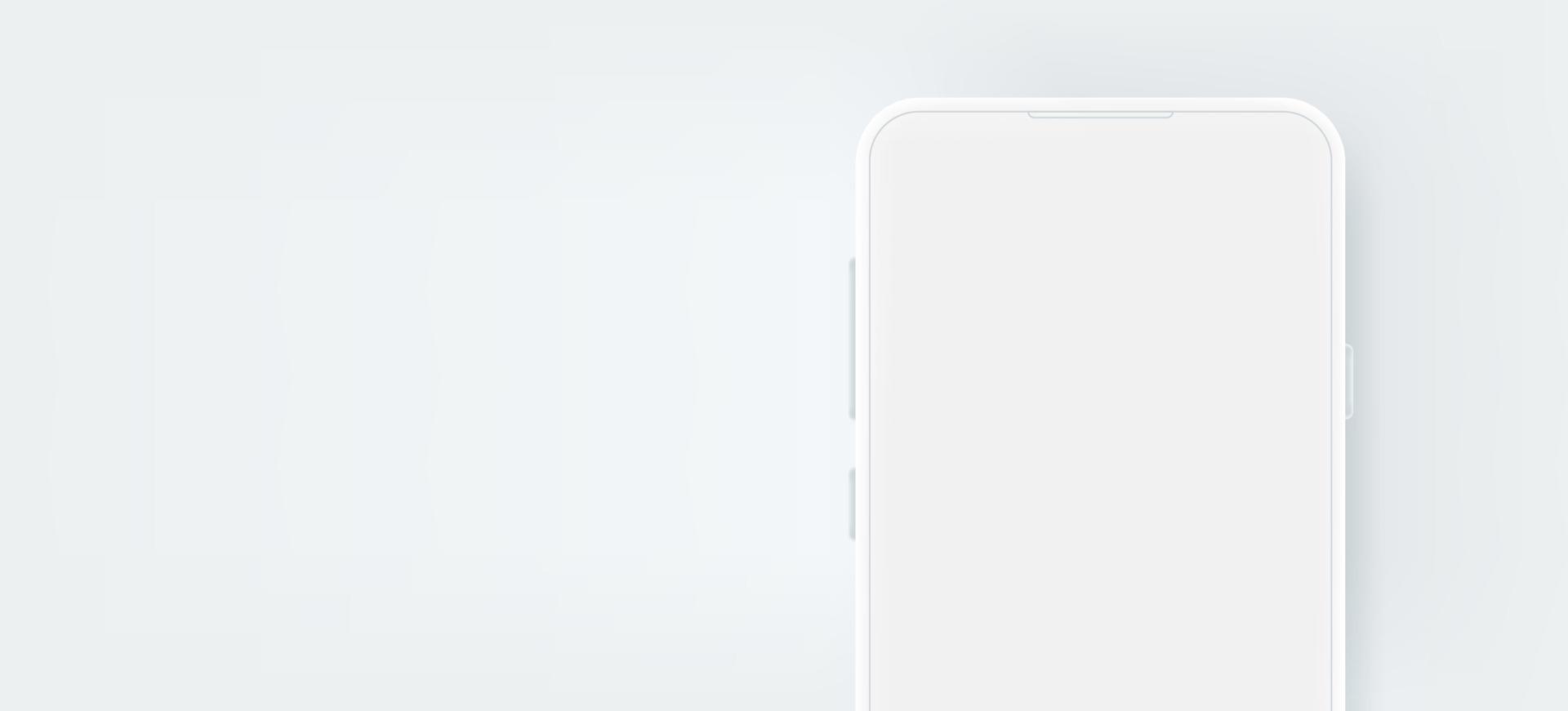 Modern white mobile phone with blank screen. Banner template with copy space vector