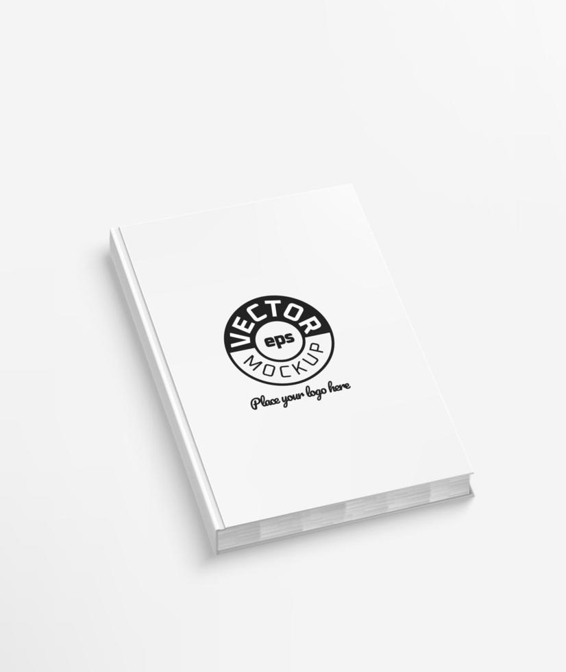 White paper book lying on a white tablet. Vector mockup. Place your logo double clicked on a sample LOGO in symbol panel