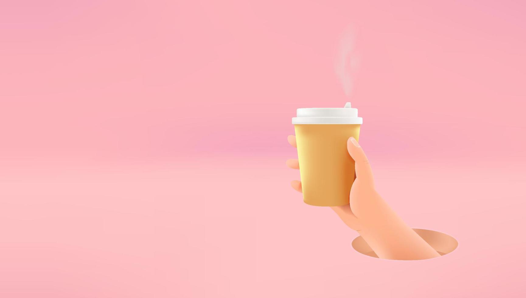 Hot coffee delivery concept. Banner with copy space ready for a text vector