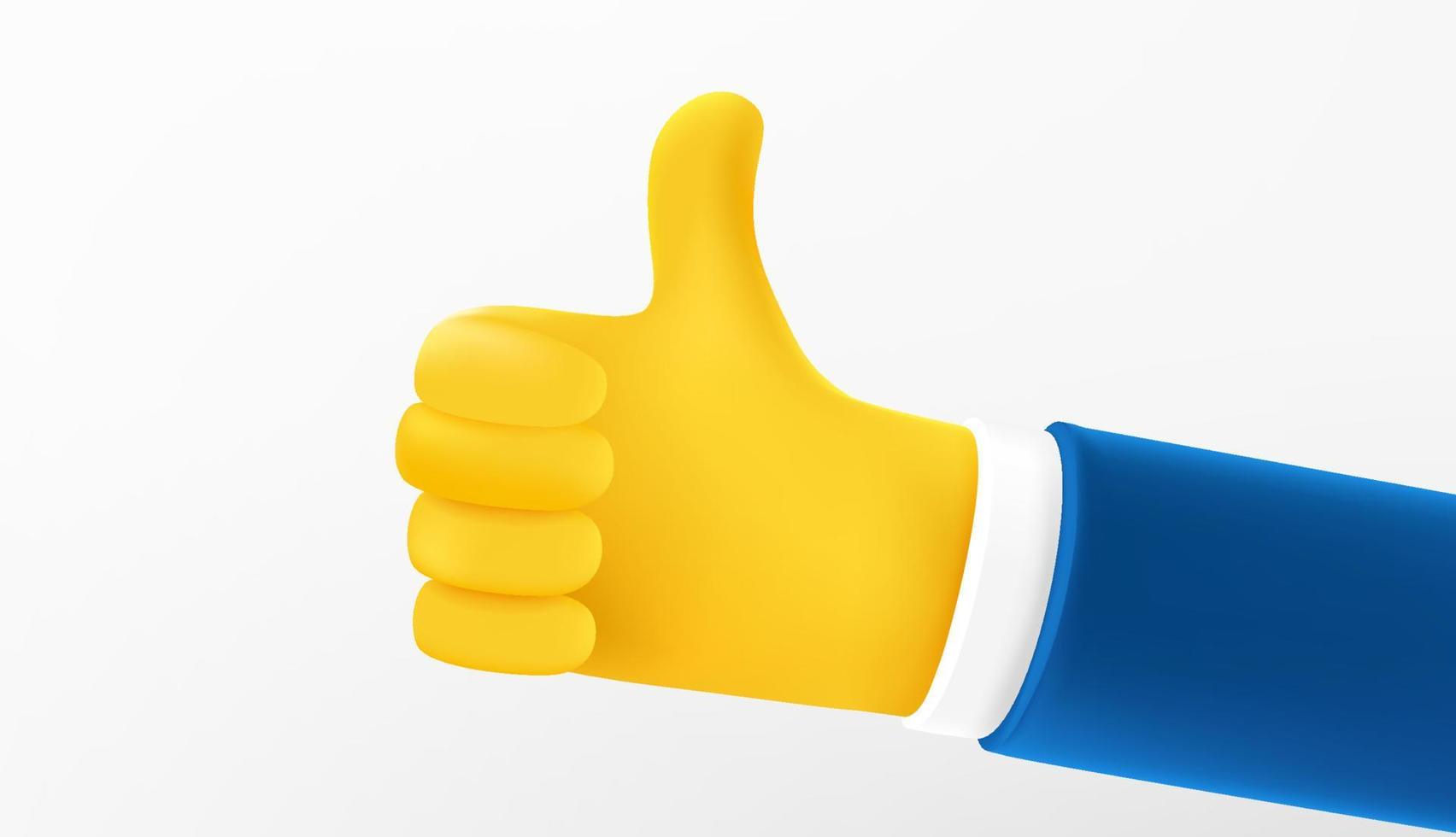 Thumbs up concept. Cute cartoon 3d style vector isolated on white background