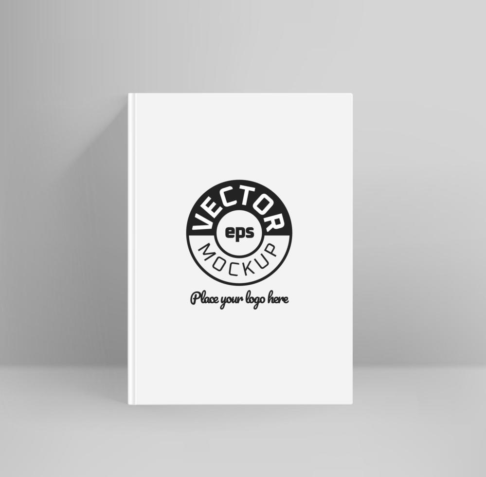 White book in interior. Vector mockup. Place your logo or any content