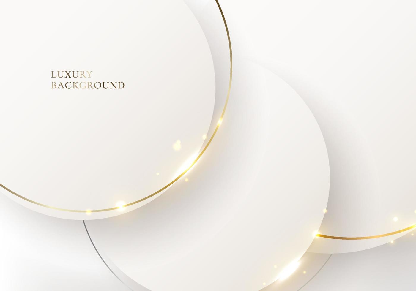 Abstract elegant white circle with golden lines rounded and light sparking on clean background vector