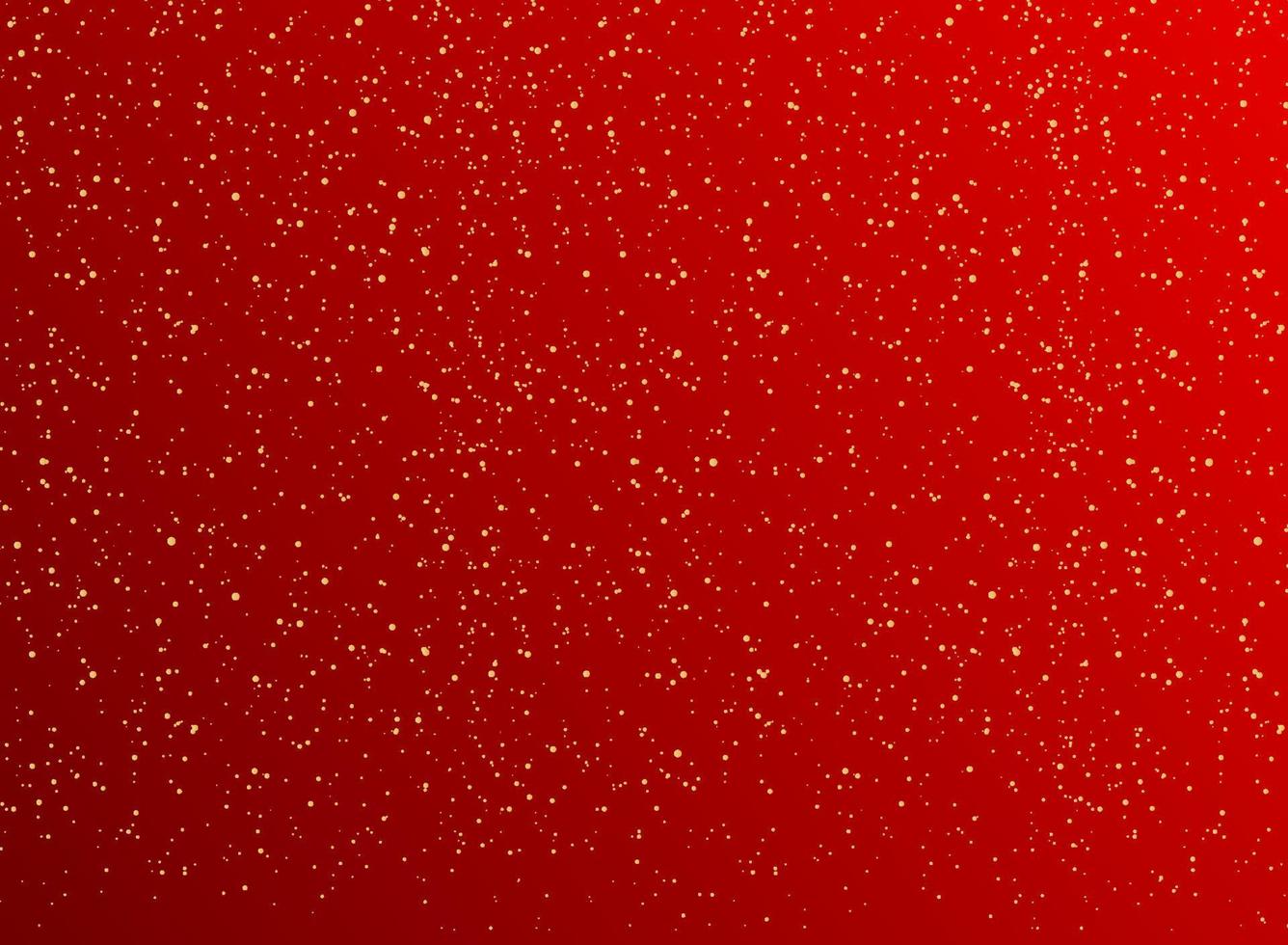 Christmas red background with Golden dots decorations and Gold glitters. vector