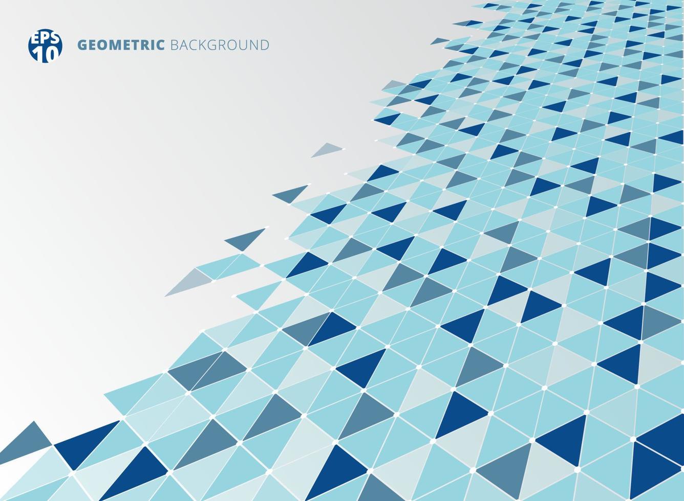 Abstract blue geometric triangle structure perspective background vector