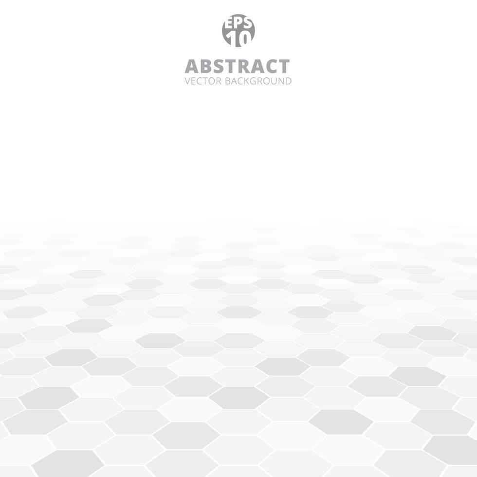 Abstract hexagon perspective pattern white and gray color background. vector