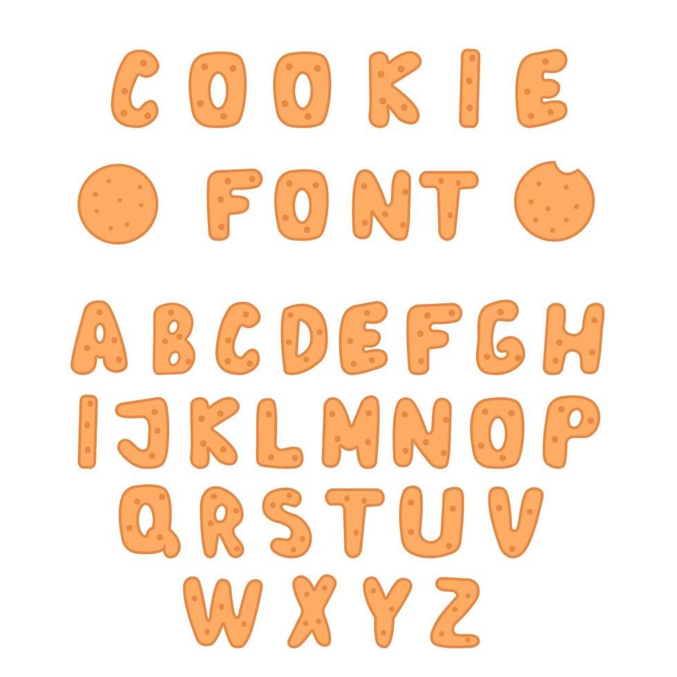 Letras de galleta, fuente de galleta de chocolate aislada sobre fondo blanco. ilustración vectorial vector