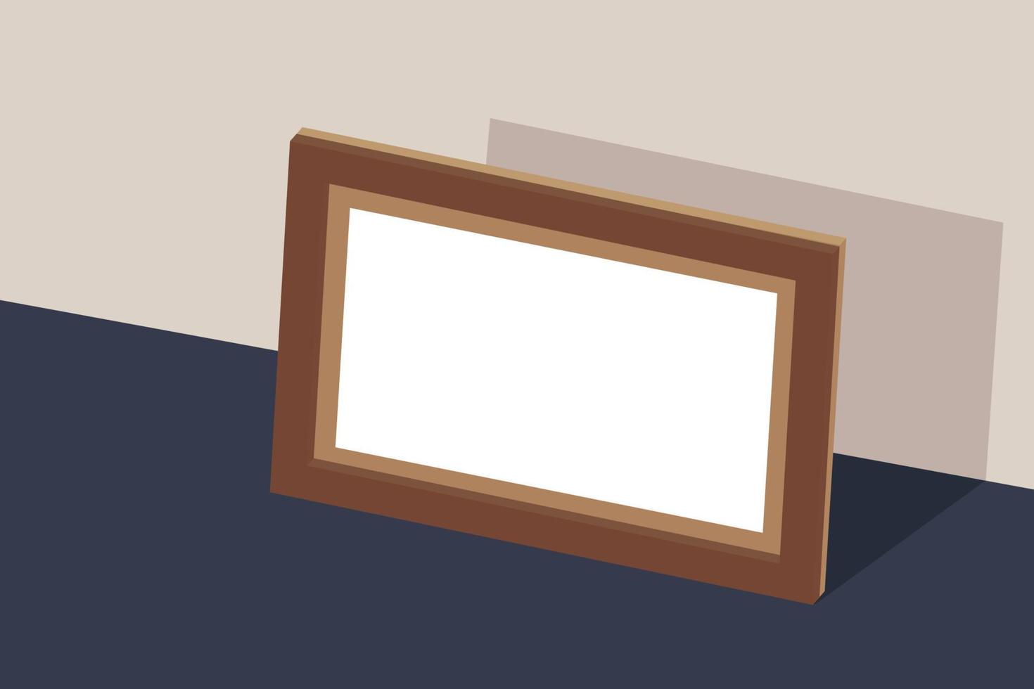 Isometric horizontal wooden frame illustration. 3D rendering. Empty frame for your text image and picture. Isometric mockup, copy space. vector