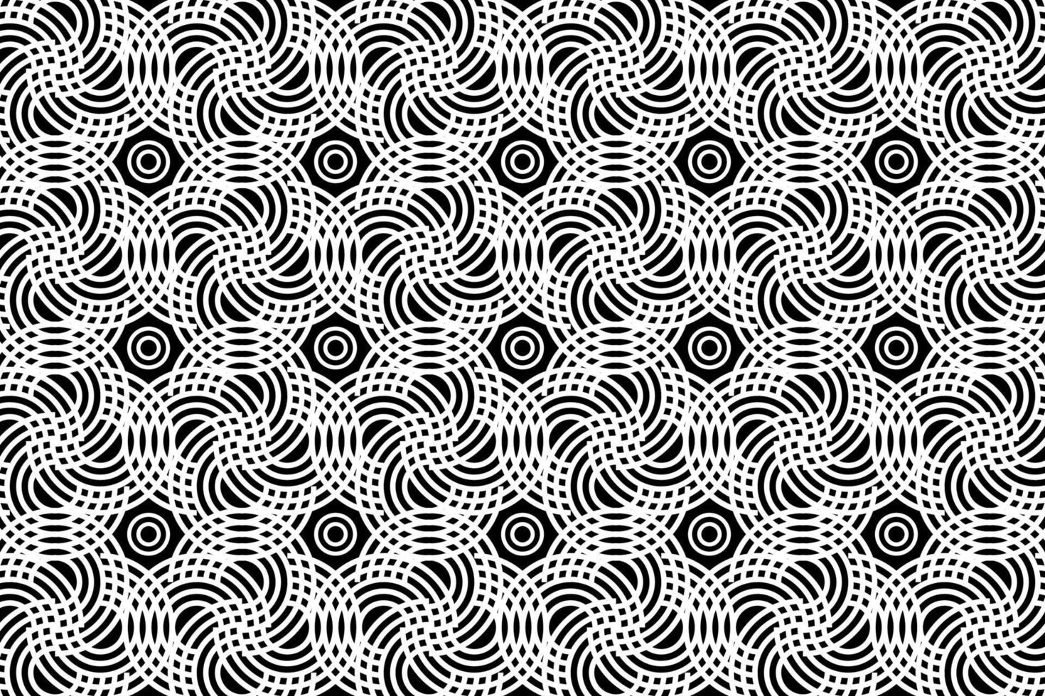 Black and white seamless pattern with overlapping circles. Monochrome pattern with black and white circles. vector
