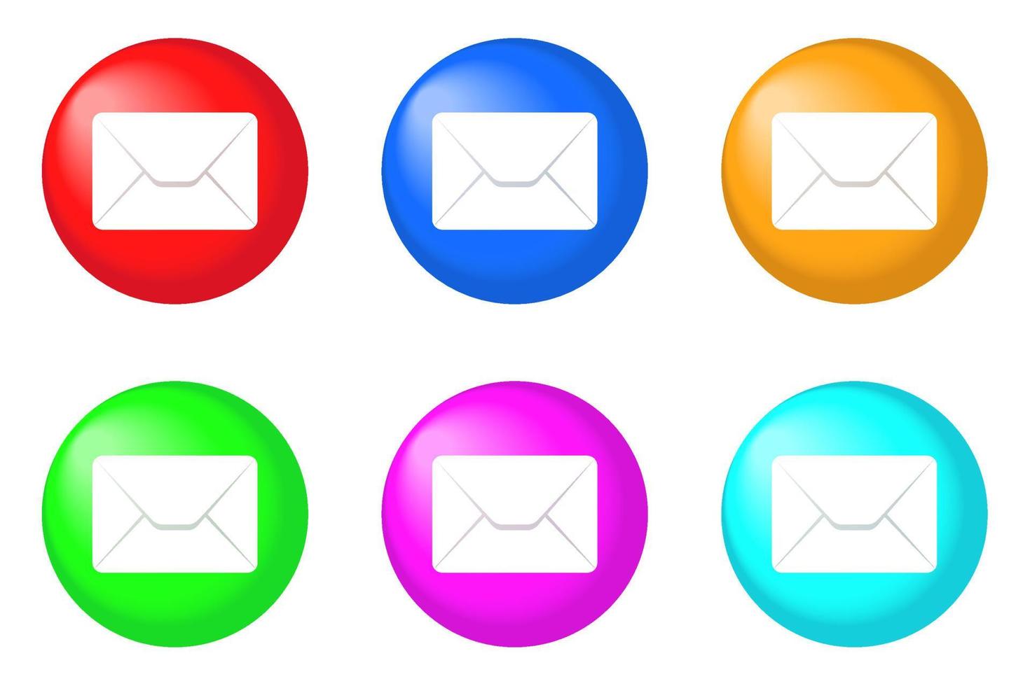 Envelop icon set, colorful message icon symbol in colorful circle. Message icon in colorful bubbles collection vector